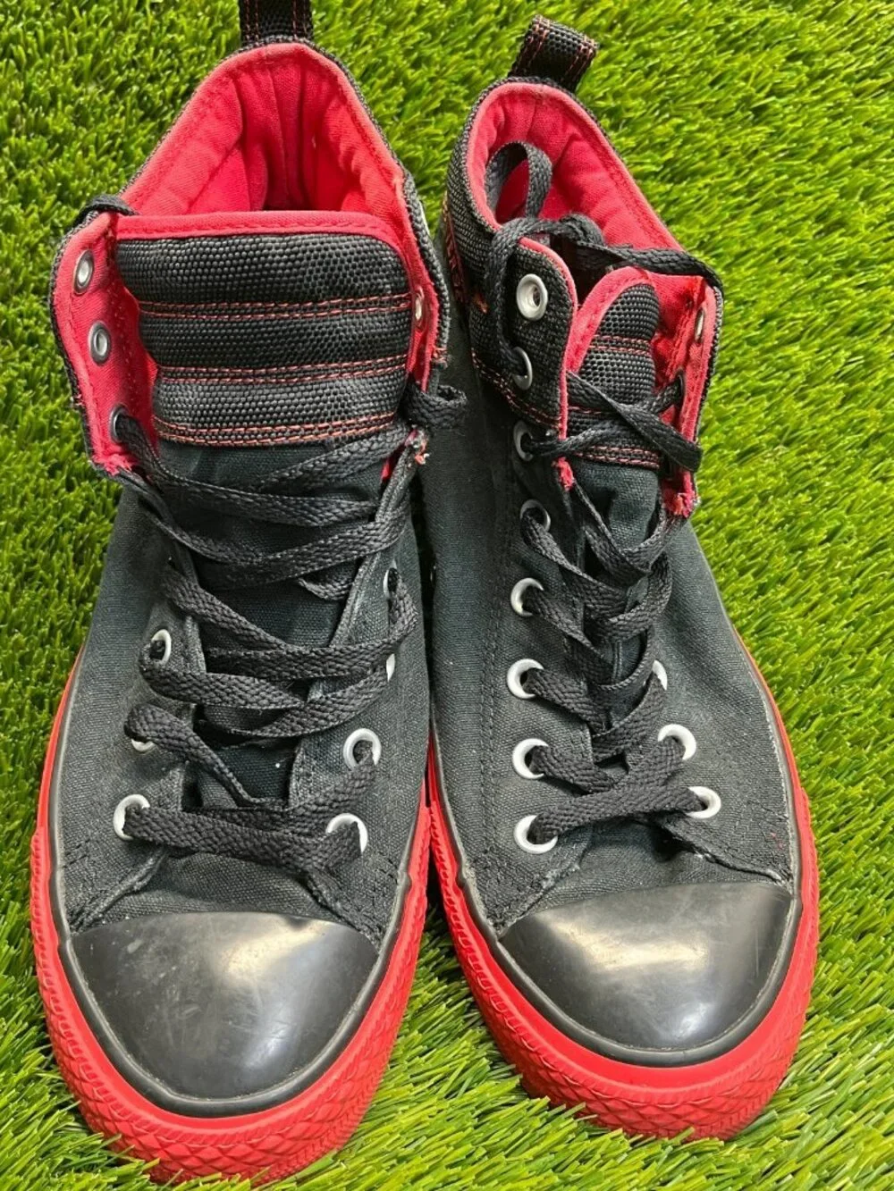 Converse Chuck Taylor All Star Mens Size 9.5 Black Red Athletic Shoes Sneakers - Picture 6 of 12
